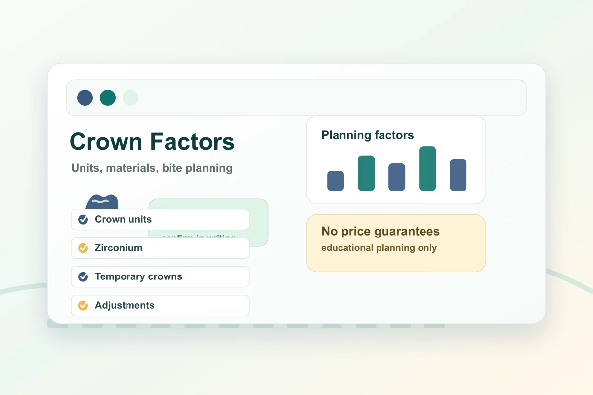 Illustration of dental crown cost factors in Turkey.